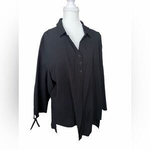 Habitat Black Crinkle Textured Button Front Tunic Shirt XL